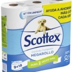 Scottex Megarollo Papel Higiénico Doble Capa 9 Rollos