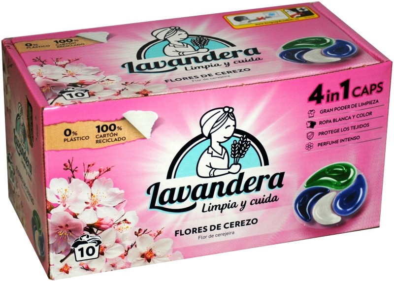 La Antigua Lavandera Detergente en Cápsulas 4en1 Flores de Cerezo 10 Unidades