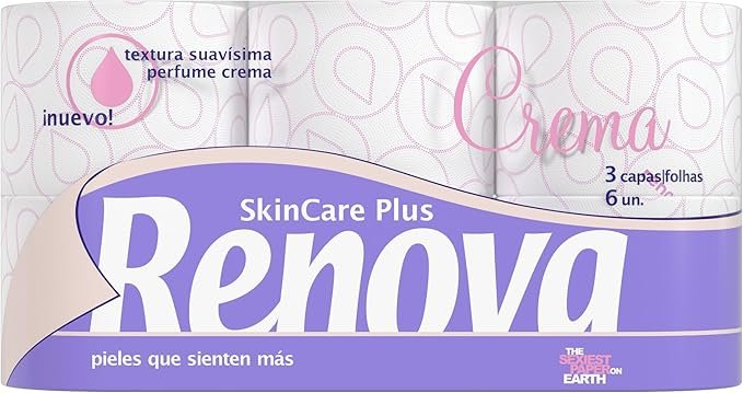 Renova Skin Care Plus Papel Higiénico Decorado y Perfumado 6 Rollos